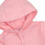 Organic Cotton Matelasse Snap-Front Hooded Jacket, Pink