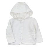 Organic Cotton Matelasse Snap-Front Hooded Jacket, Bright White