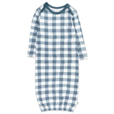 2-Pack Organic Cotton Sleeper Gowns, Navy Blue Check