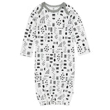 2-Pack Organic Cotton Sleeper Gowns, Pattern Play/Heather Gray