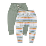 2-Pack Organic Cotton Honest Pants, Hand Drawn Nature Stripe Blue