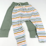 2-Pack Organic Cotton Honest Pants, Hand Drawn Nature Stripe Blue