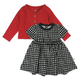 2-Piece Organic Cotton Holiday Cardigan and Dress, Mini Painted Buffalo Check