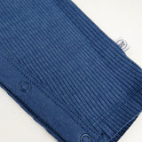 2-Piece Organic Cotton Long Sleeve Rib Coverall and Beanie Set, Navy