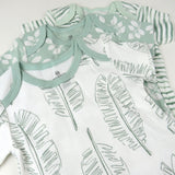 3-Pack Organic Cotton Short Sleeve Bodysuits, Jumbo Leaf Sage