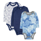 3-Pack Organic Cotton Long Sleeve Bodysuits, Watercolor World