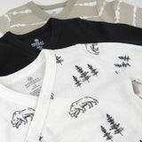 3-Pack Organic Cotton Long Sleeve Side-Snap Bodysuits, Bear White