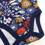 3-Pack Organic Cotton Long Sleeve Side-Snap Bodysuits, Copper Fields Floral Navy