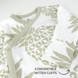3-Pack Organic Cotton Long Sleeve Side-Snap Bodysuits, Jungle Leaf Khaki