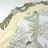 3-Pack Organic Cotton Long Sleeve Side-Snap Bodysuits, Jungle Leaf Khaki