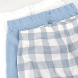 3-Pack Organic Cotton Footed Harem Pants, Blue Painted Buffalo Check