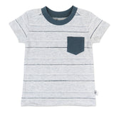 3-Pack Organic Cotton Pocket T-Shirts, Navy Blue Check