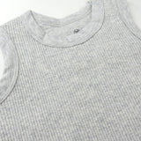 3-Piece Organic Cotton Rib Romper, T-Shirt and Reversible Bib, White Indigo Stripe