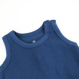 3-Piece Organic Cotton Sleeveless Romper, T-Shirt and Bandana Bib Set, Navy