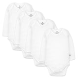 4-Pack Organic Cotton Long Sleeve Bodysuits, Bright White