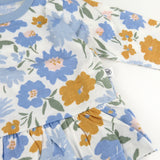 4-Piece Bundle Long Shirt, SS Bodysuit, Sweatshirt, and Sweatpant, Painterly Floral Blue