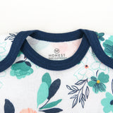 5-Pack Organic Cotton Short Sleeve Bodysuits, Dreamy Floral Aqua Blue
