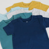 5-Pack Organic Cotton Short Sleeve T-Shirts, Ocean Rainbow