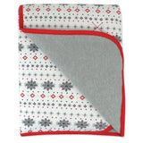 Organic Cotton Holiday Reversible Baby Blanket, Fair Isle Ivory
