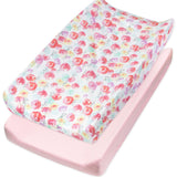 2-Pack Organic Cotton Changing Pad Covers, Rose Blossom / Pink