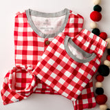Organic Cotton Holiday Matching Family Pajamas, Painted Buffalo Check Red