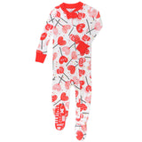 Organic Cotton Valentine's Day Snug-Fit Footed Pajamas, Lolly Love
