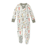 Organic Cotton Snug-Fit Footed Pajama, Multi Colored Pattern Play