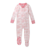 Organic Cotton Snug-Fit Footed Pajama,  Nature Stripe Strawberry Cream