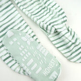 Organic Cotton Snug-Fit Footed Pajama, Nature Stripe Sage