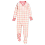 Organic Cotton Snug-Fit Footed Pajama, Misty Pink Check