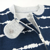 Organic Cotton Snug-Fit Footed Pajama, Shibori Stripe Navy