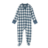 Organic Cotton Snug-Fit Footed Pajama, Navy Blue Check