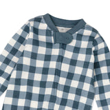Organic Cotton Snug-Fit Footed Pajama, Navy Blue Check