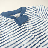 Organic Cotton Snug-Fit Footed Pajama, White Indigo Stripe