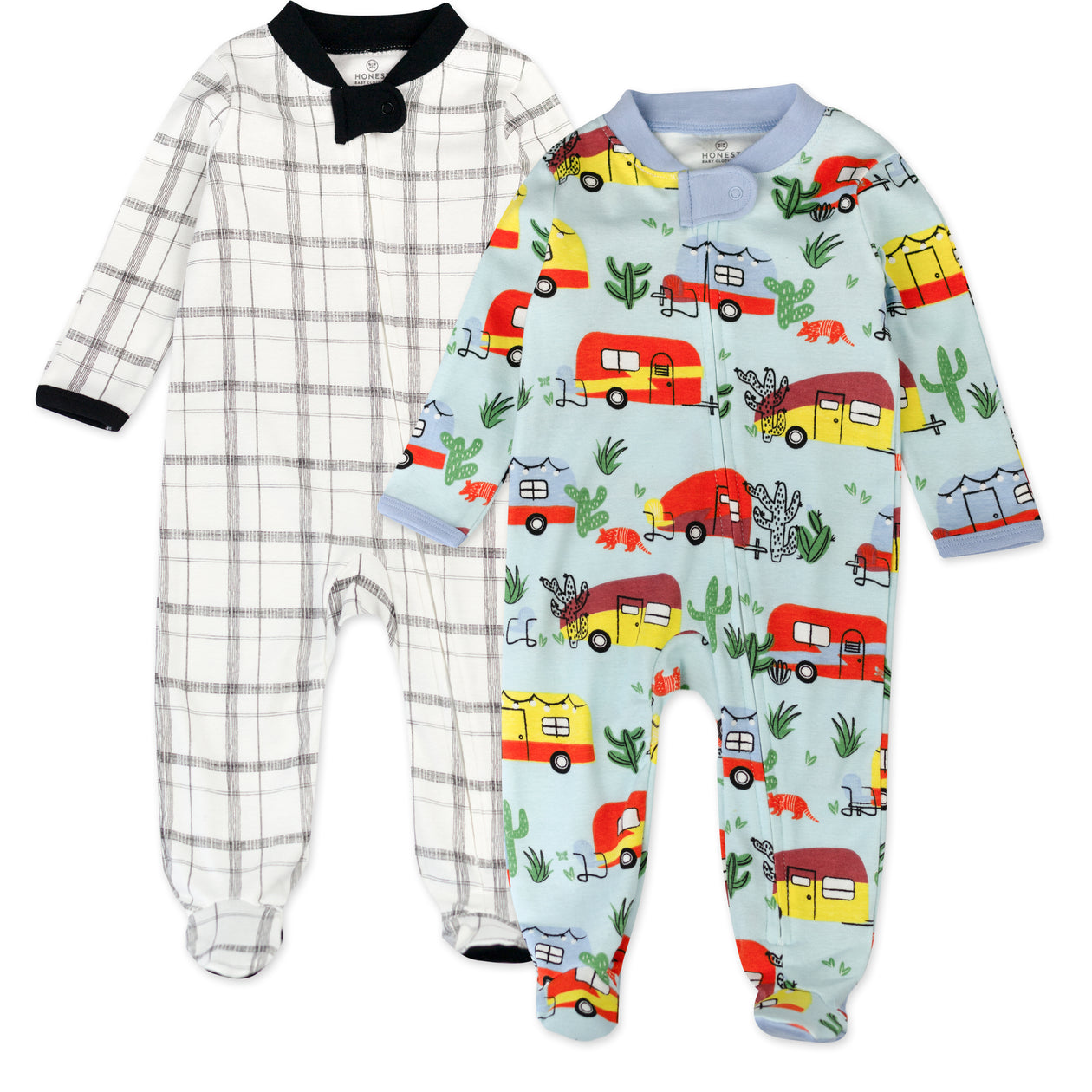 2-Pack Organic Cotton Sleep & Plays, Happy Camper