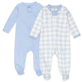 Go to slide 1, 2-Pack Organic Cotton Sleep & Plays, Blue Painted Buffalo Check