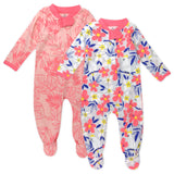 2-Pack Organic Cotton Sleep & Plays, Palm Leaves Pink Coral