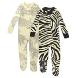 2-Pack Organic Cotton Snug-Fit Footed Pajama, Brown Zebra