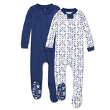 2-Pack Organic Cotton Snug-Fit Footed Pajamas, Compass/Navy