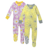 2-Pack Organic Cotton Snug-Fit Footed Pajama, Jumbo Daisy Lavender