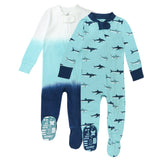 2-Pack Organic Cotton Snug-Fit Footed Pajamas, Sharks