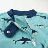 2-Pack Organic Cotton Snug-Fit Footed Pajamas, Sharks