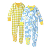 2-Pack Organic Cotton Snug-Fit Footed Pajama, Yellow Painted Buffalo Check