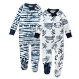 2-Pack Organic Cotton Snug-Fit Footed Pajama, Crabs Navy