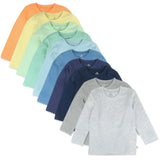 10-Pack Organic Cotton Long Sleeve T-Shirts, Rainbow Blues