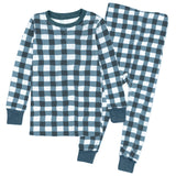 2-Piece Organic Cotton Pajama, Navy Blue Check