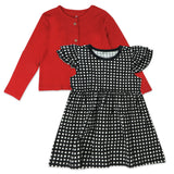 Toddler 2-Piece Organic Cotton Holiday Cardigan and Dress, Mini Painted Buffalo Check