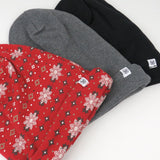 3-Pack Organic Cotton Reversible Holiday Beanie Hats, Fair Isle Red