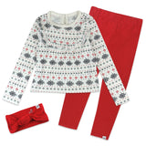 Toddler 3-Piece Organic Cotton Holiday Long Sleeve Top, Legging and Headband Set, Fair Isle Ivory