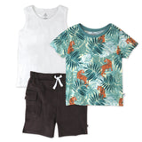 Toddler 3-Piece Short Sleeve T-shirt, Muscle Tee and Short Set, Tiger Time